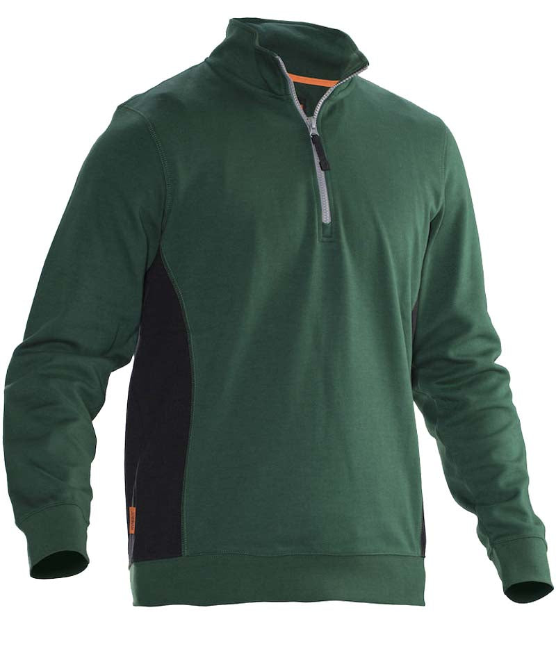 Jobman zipneck sweater 5401 groen