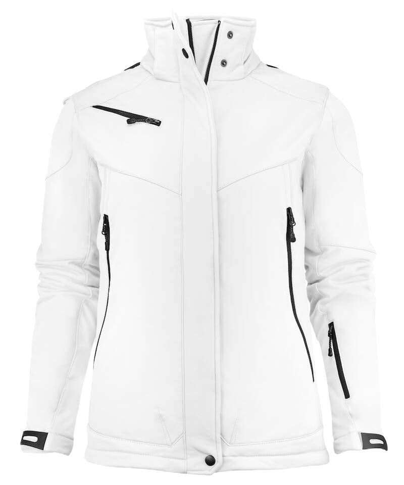 Gevoerde softshell jas Printer Skeleton dames wit