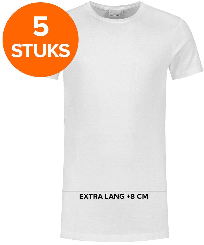 T-shirt extra lang Santino Jace plus wit 5-pack