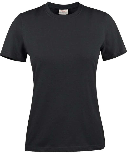 Printer Heavy T-shirt Dames Ronde hals zwart