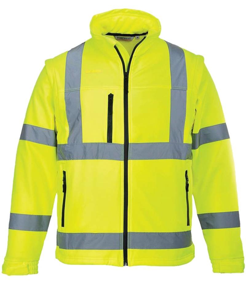 High-visibility softshell jas geel EN471