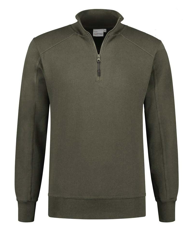 Zipneck sweater Santino Roswell groen