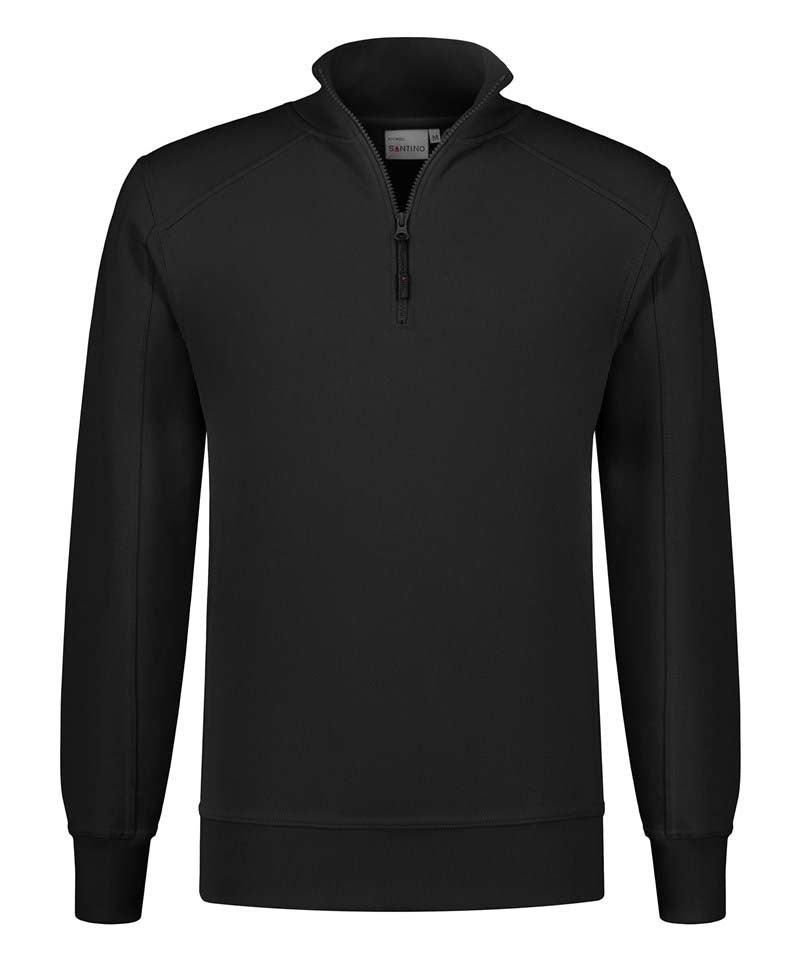 Zipneck sweater Santino Roswell zwart