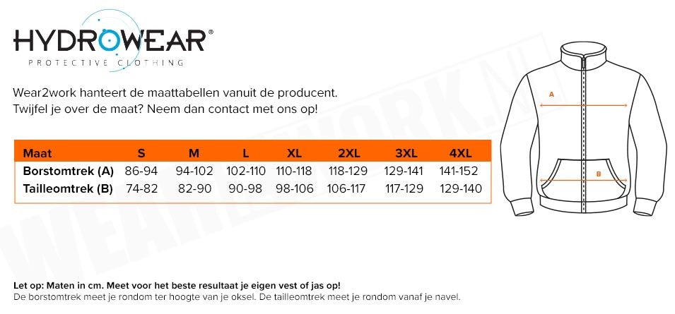 Hydrowear Regenjas Ulft Groen - Maattabel