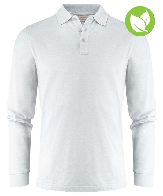 Poloshirt lange mouwen Printer Surf pro wit