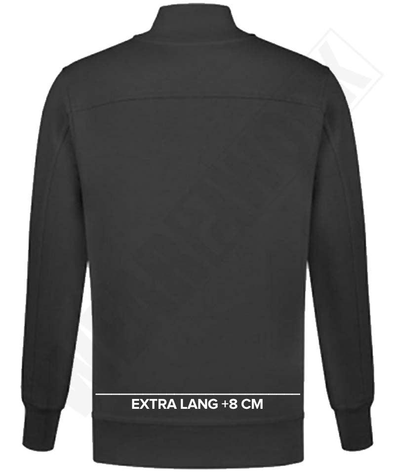 Zipneck sweater extra lang Santino Roswell+ zwart achterkant