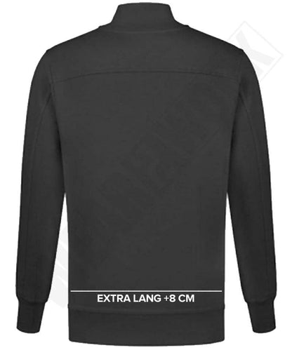 Zipneck sweater extra lang Santino Roswell+ zwart achterkant