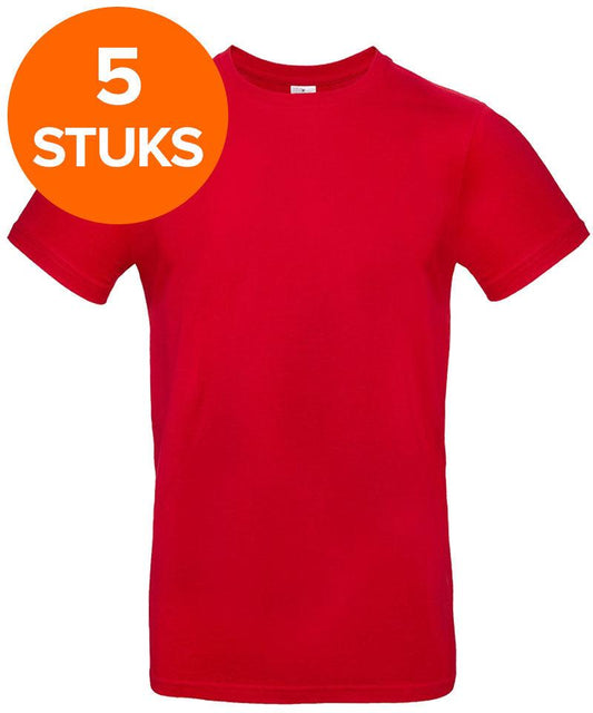 T-shirt pakket katoen 5 pack rood