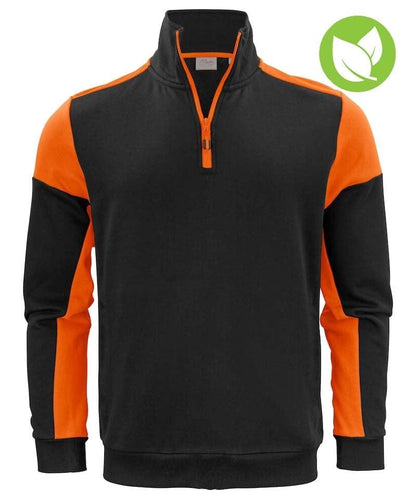 Zipneck sweater Printer Prime zwart oranje